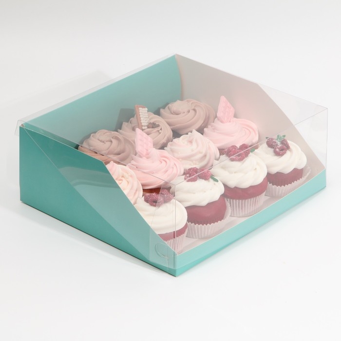 Коробка кондитерская с PVC-крышкой, упаковка, &laquo;Тиффани&raquo;, 25 х 22,5 х 10 см