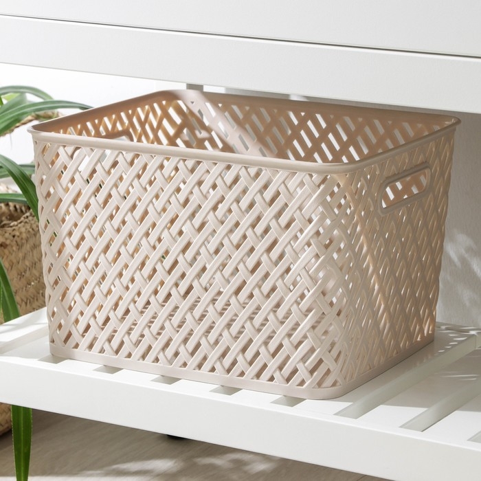 Корзина для хранения «Плетёнка», 35×29×22,5 см, цвет бежевый Корзина для хранения «Плетёнка», 35×29×22,5 см, цвет бежевый