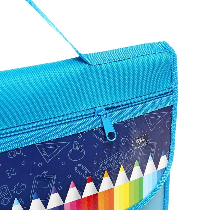 Папка для труда А4, с ручками, раскладная на липучке, текстильная, 10 предметов Папка для труда А4, с ручками, раскладная на липучке, текстильная, 10 предметов "Карандаши"