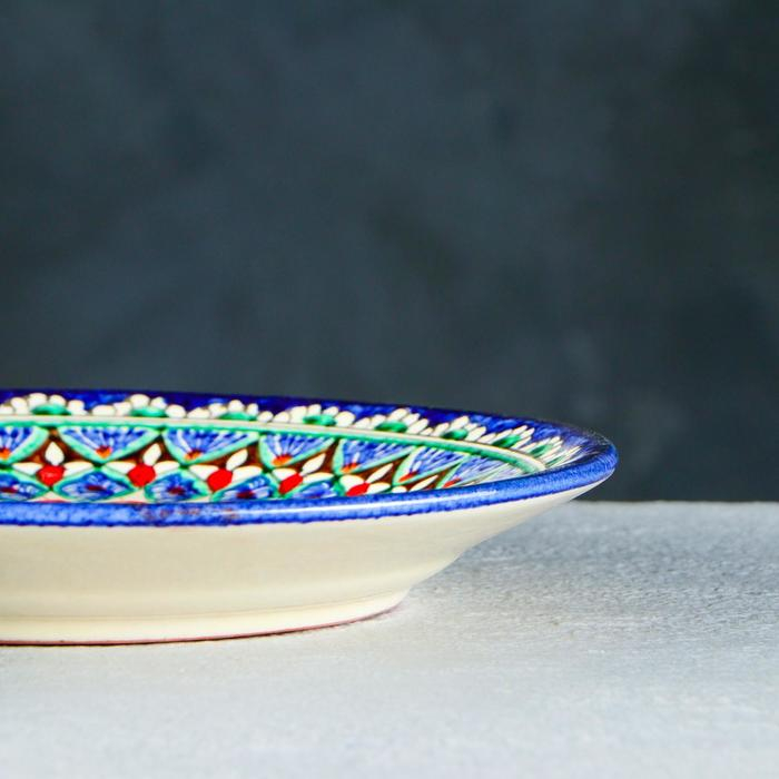 Тарелка Риштанская Керамика Тарелка Риштанская Керамика "Цветы", 22 см, синяя