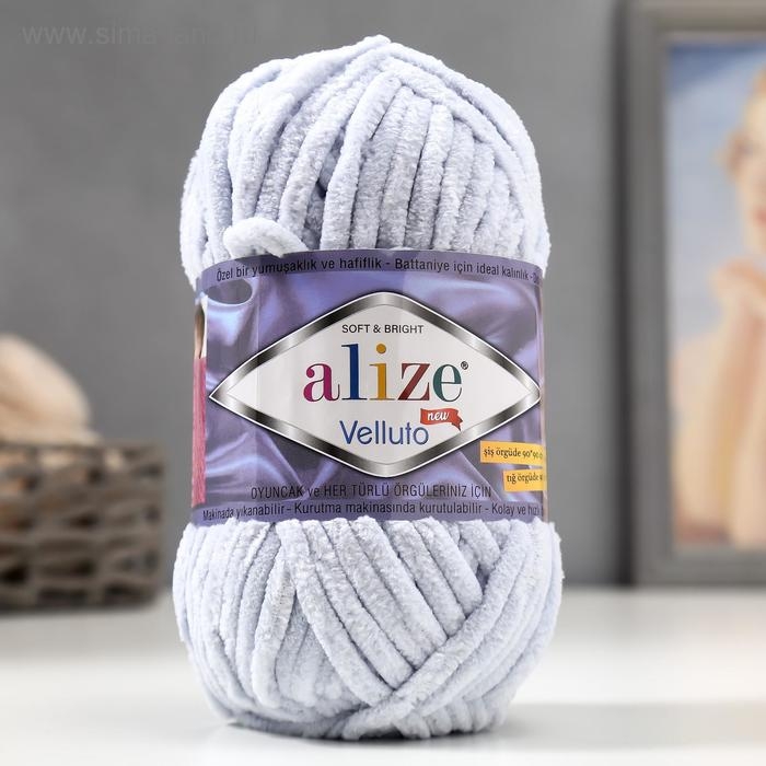 Пряжа Пряжа "Velluto" 100% микрополиэстер 68м/100гр (416 св.серый)