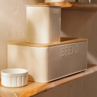 Хлебница металлическая с бамбуковой крышкой SL Home &laquo;Сан-Лоренцо&raquo;, 33&times;18&times;13 см, цвет розовый