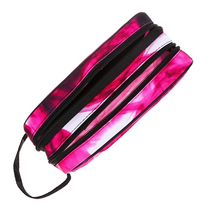 Пенал мягкий 2 отделения, 100 х 220 х 70 мм, объёмный, с ручкой,Calligrata, Пенал мягкий 2 отделения, 100 х 220 х 70 мм, объёмный, с ручкой,Calligrata, "Фуксия"