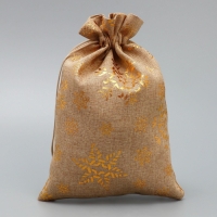 Мешочек подарочный холща &laquo;Новогодние снежинки&raquo;, тиснение, 16 х 24 см +/- 1.5 см, Новый год