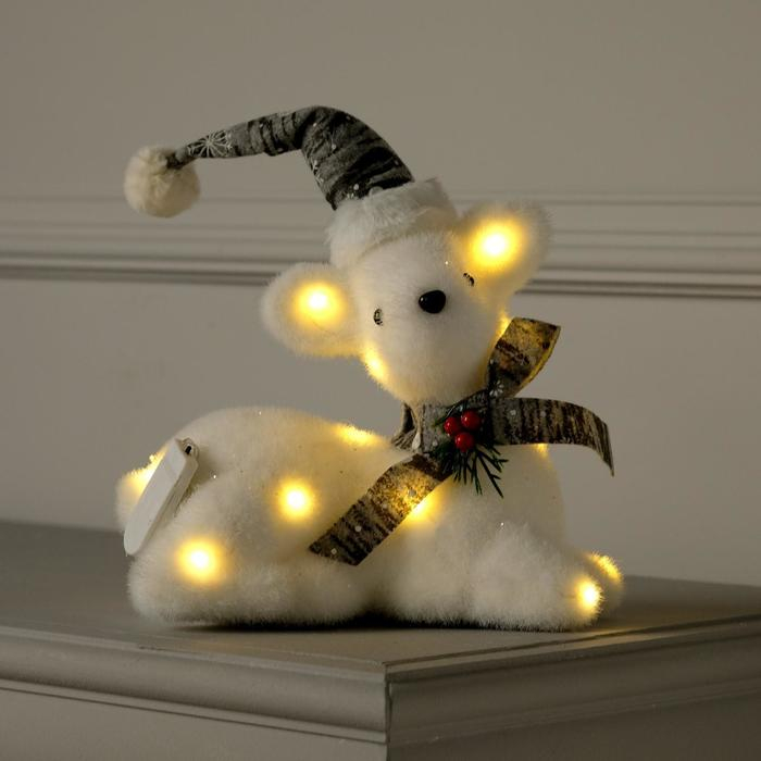 Светодиодная фигура «Олень» 21 × 19 × 10 см, флок, батарейки CR2032х2 (в комплекте), свечение тёплое белое Светодиодная фигура «Олень» 21 × 19 × 10 см, флок, батарейки CR2032х2 (в комплекте), свечение тёплое белое