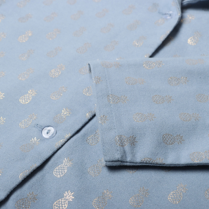 Пижама детская из фланели (рубашка, брюки) KAFTAN "Ананасы", рост 110-116, голубой