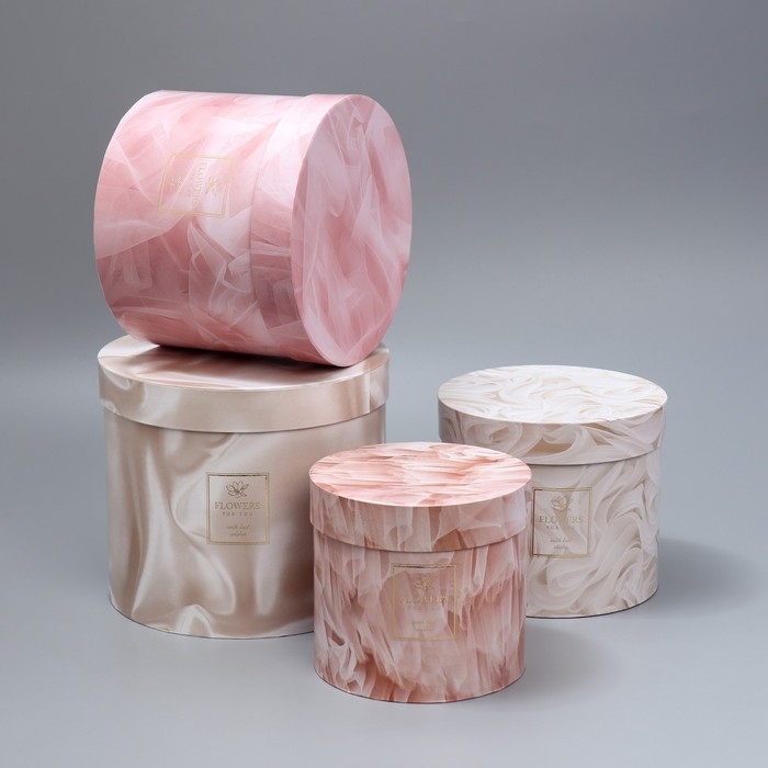 Набор шляпных коробок для цветов 4 в 1, упаковка подарочная, «Текстурный», 14 х 13 см - 20 х 17,5 см Набор шляпных коробок для цветов 4 в 1, упаковка подарочная, «Текстурный», 14 х 13 см - 20 х 17,5 см