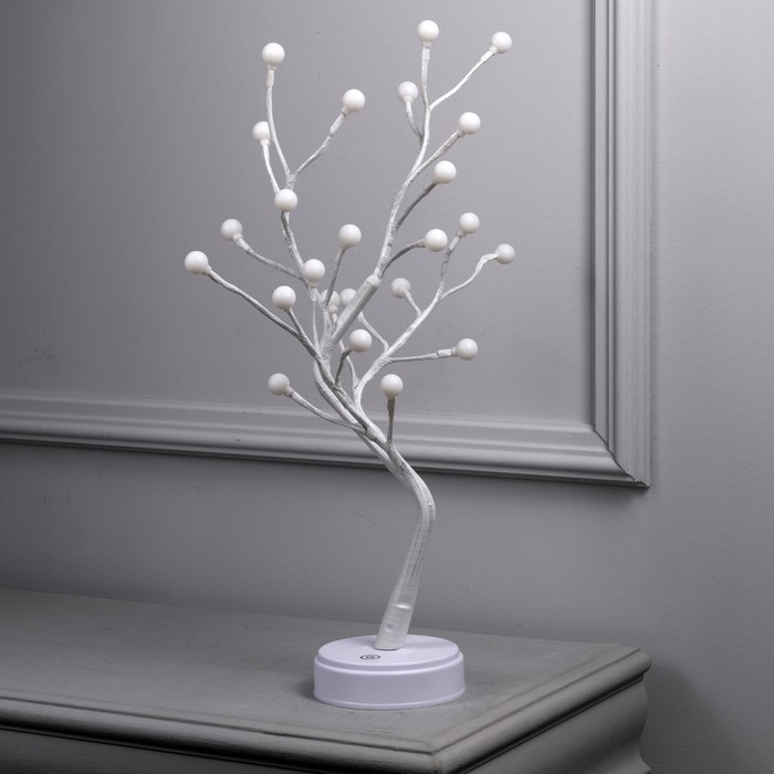Светодиодный куст &laquo;Жемчужины&raquo; 45 см, 24 LED, постоянное свечение, батарейки ААх3 (не в комплекте), USB, свечение тёплое белое