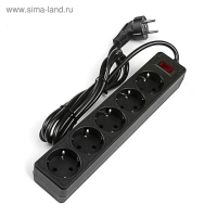 Сетевой фильтр Smartbuy One, 5 розеток, 1.8 м, 10 А, 2200 Вт, с з/к, черный