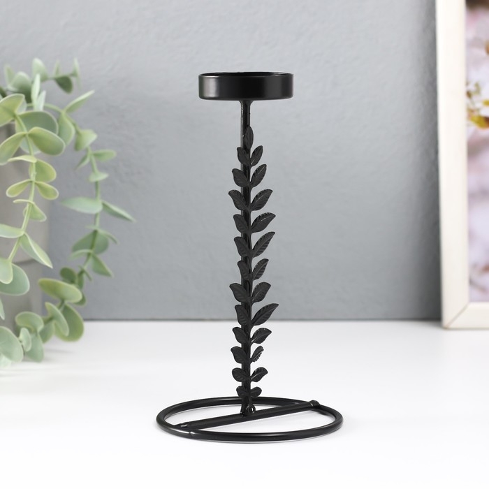 Подсвечник металл на 1 свечу Подсвечник металл на 1 свечу "Веточка с листьями" d=4 см 8х8х13,5 см