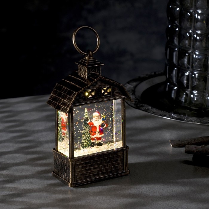 Светодиодная фигура «Фонарь с Дедом Морозом и ёлкой» 7.5 × 14 × 4.2 см, пластик, блёстки, батарейки AG13х3 (в комплекте), свечение тёплое белое Светодиодная фигура «Фонарь с Дедом Морозом и ёлкой» 7.5 × 14 × 4.2 см, пластик, блёстки, батарейки AG13х3 (в комплекте), свечение тёплое белое