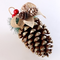 Новый год! Шишка декоративная &laquo;Золотоая с бантиком&raquo; 10 &times; 10 &times; 18 см