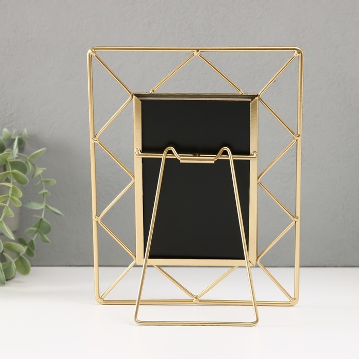 Фоторамка металл на 1 фото 10х15 см "Лофт. Треугольники" золото 18х1х22 см