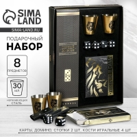 Набор &laquo;Характер и сила&raquo;, карты 36 шт., домино, стопки 30 мл 2 шт., кости игральные 4 шт.