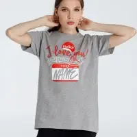 Футболка Hello! I Love You!, серый меланж, размер S Футболка Hello! I Love You!, серый меланж, размер S