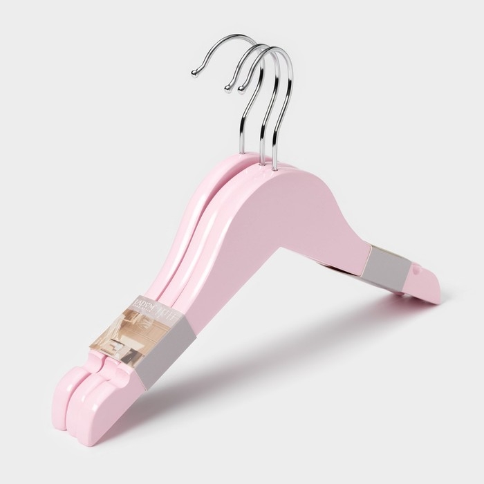 Плечики - вешалки для одежды LaDо́m, 3 шт, детские, 27&times;18 см, цвет розовый