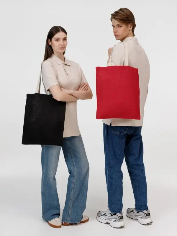 Холщовая сумка на плечо Juhu, черная Холщовая сумка на плечо Juhu, черная