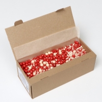 Новогодняя посыпка кондитерская с мягким центром "Жемчуг", красная, серебро, 1,5 кг