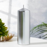 Свеча "Столбик", серебристая, 5,5&times;15см