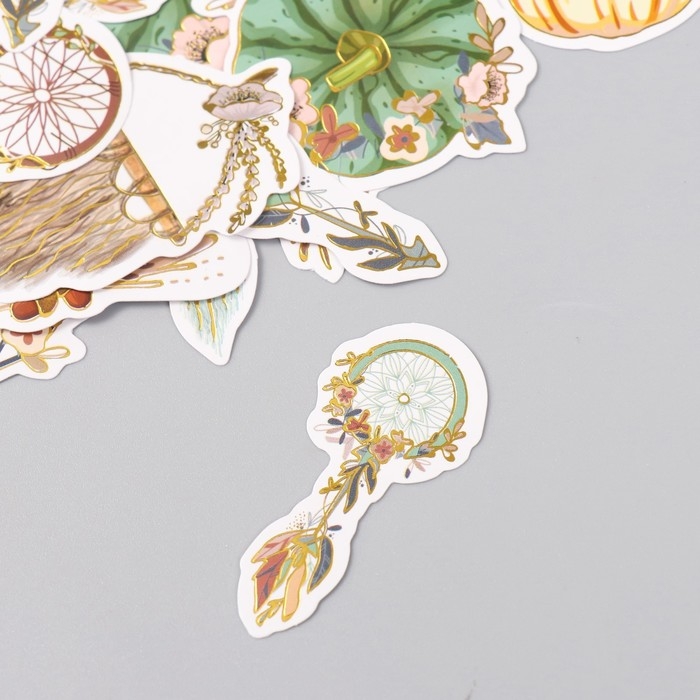 Наклейки для творчества "Бохо" тиснение золото набор 48 шт 9х7х0,8 см