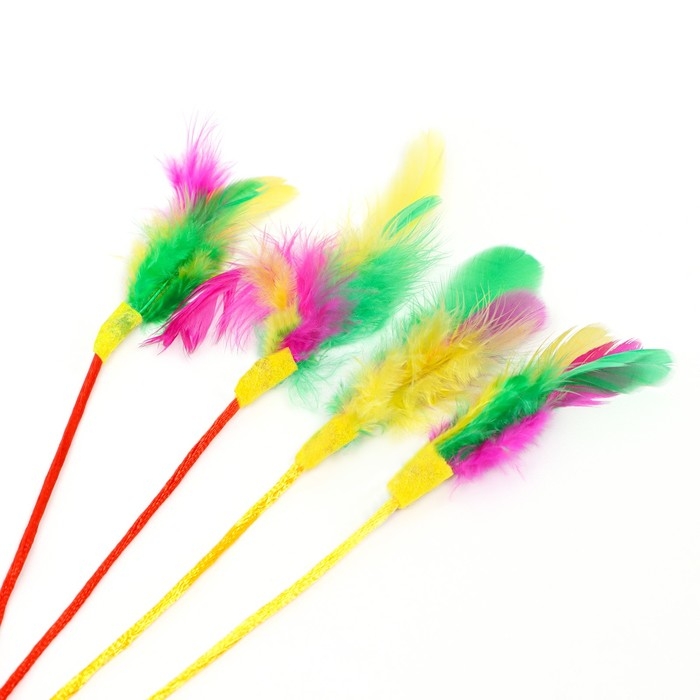 Дразнилка-удочка Дразнилка-удочка "Шар с перьями", оранжевая на оранжевой ручке