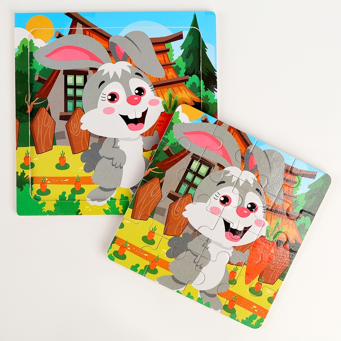 Деревянный пазл &laquo;Заяц&raquo;, 15 х 15 х 0,6 см