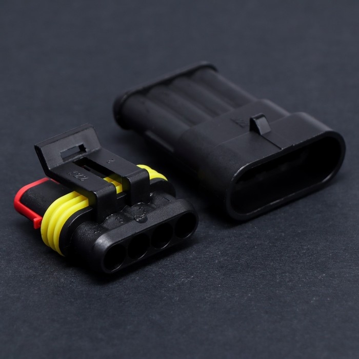 Разъем автомобильный, герметичный штекер-гнездо DJ7041-1.5-11/21 4 контакта, набор 2 шт Разъем автомобильный, герметичный штекер-гнездо DJ7041-1.5-11/21 4 контакта, набор 2 шт