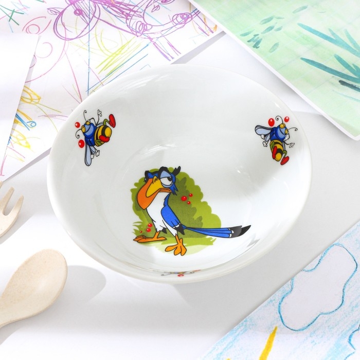 Салатник фарфоровый «Лесовичок», 360 мл, d=14,5 см, рисунок микс Салатник фарфоровый «Лесовичок», 360 мл, d=14,5 см, рисунок микс