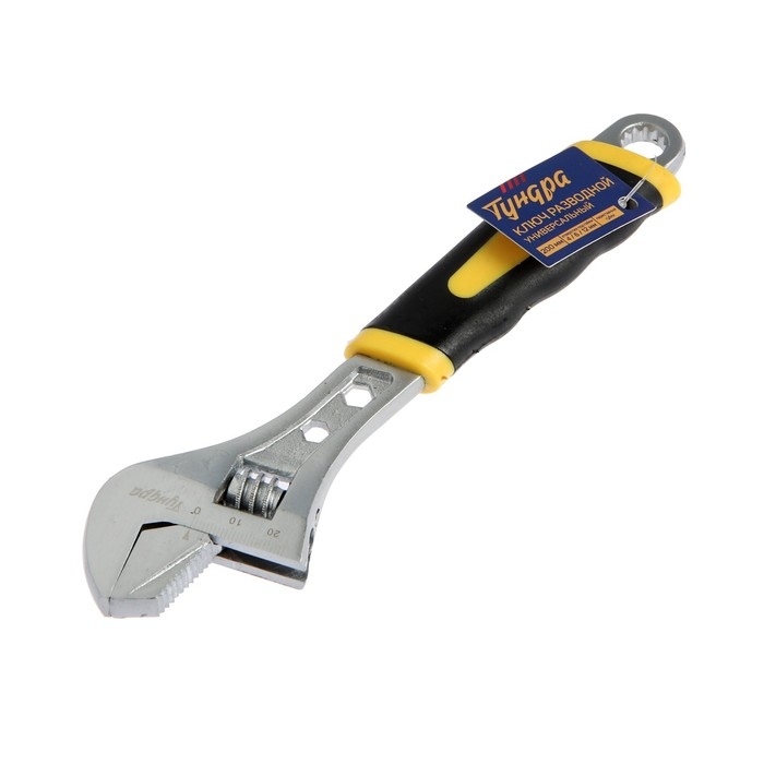 Ключ разводной ТУНДРА, 2 варианта зажима, гайки 4-6-12 мм, 2К рукоятка, 200 мм Ключ разводной ТУНДРА, 2 варианта зажима, гайки 4-6-12 мм, 2К рукоятка, 200 мм