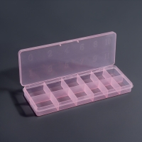 Органайзер для декора, 12 секций, размер 18,4 &times; 6,7 &times; 2 см, цвет прозрачный/розовый