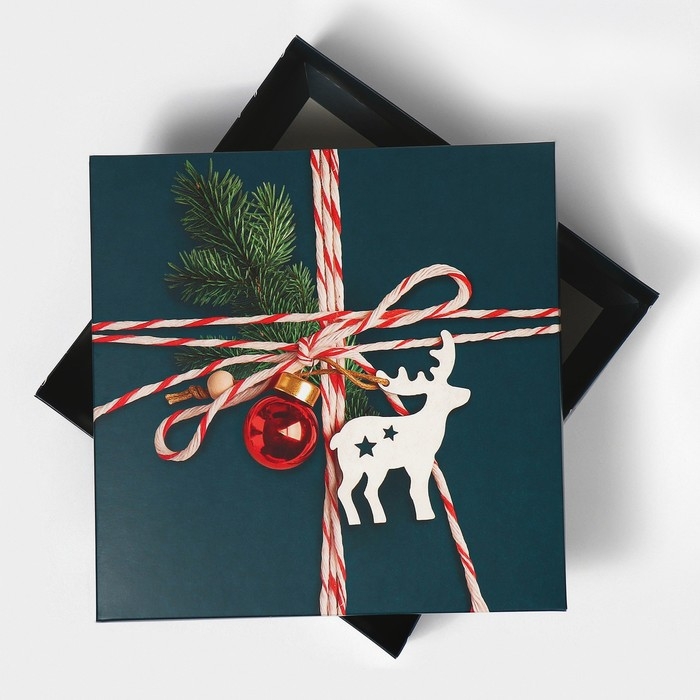 Коробка новогодняя складная &laquo;Новогодняя посылка&raquo;, 26 х 26 х 8 см, Новый год