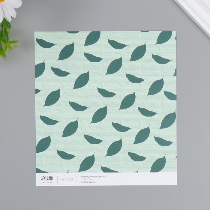 Бумага для скрапбукинга "Листья авокадо" плотность 180 гр набор 10 шт 15,5х17 см