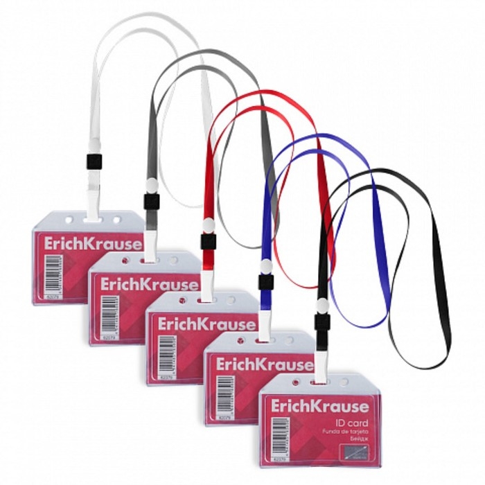 Бейдж горизонтальный 85 х 54 мм, ErichKrause прозрачный корпус, текстильная лента, цвет микс Бейдж горизонтальный 85 х 54 мм, ErichKrause прозрачный корпус, текстильная лента, цвет микс