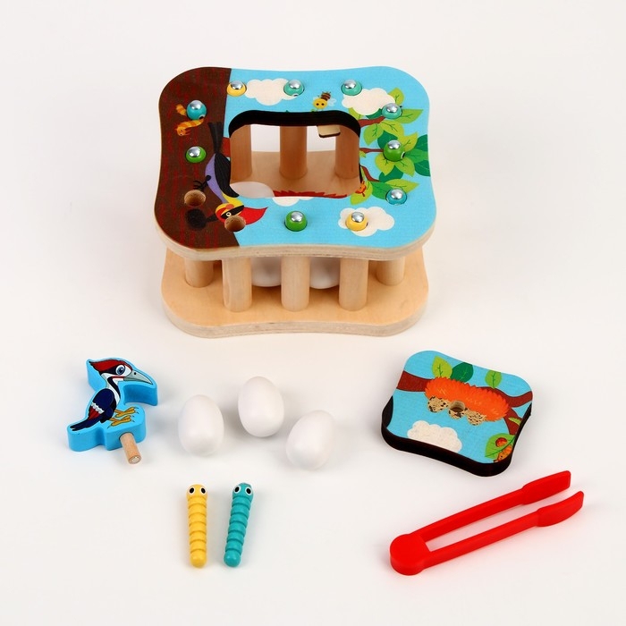 Логический центр 2 в 1 &laquo;Дятел и яички&raquo; 14,5 &times; 12 &times; 8 см