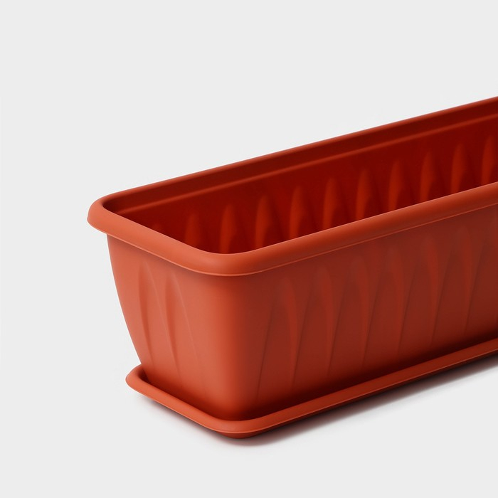 Ящик балконный «Алиция», 60 см, с поддоном, цвет терракотовый Ящик балконный «Алиция», 60 см, с поддоном, цвет терракотовый