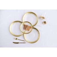 Тарелка стеклянная &laquo;Бурлеск&raquo;, d=21 см, цвет золотой