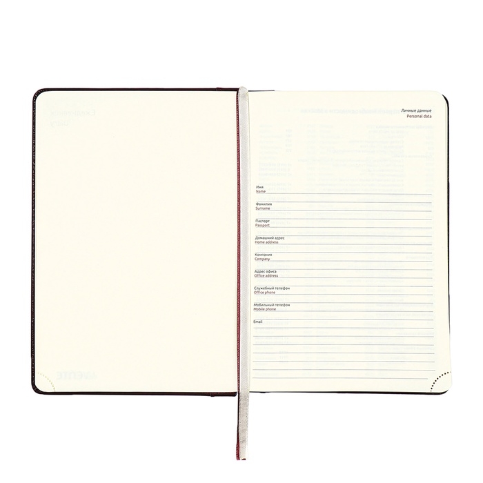 Ежедневник недатированный, твердая обложка кожзам с поролоном, термо тиснение, перфорация, ляссе, кремовый блок 70 г/м2, коричневый