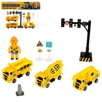 Набор машинок &laquo;Спецтехника&raquo;, 3 шт, дорожные знаки, МИКС