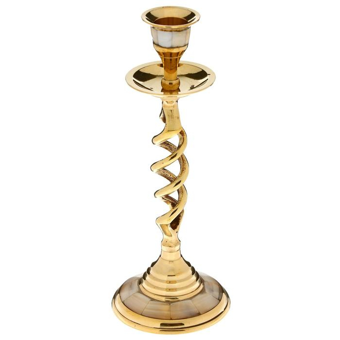 Подсвечник с перламутром Подсвечник с перламутром "Виражи" на 1 свечу, латунь 7,5х7,5х20,5 см