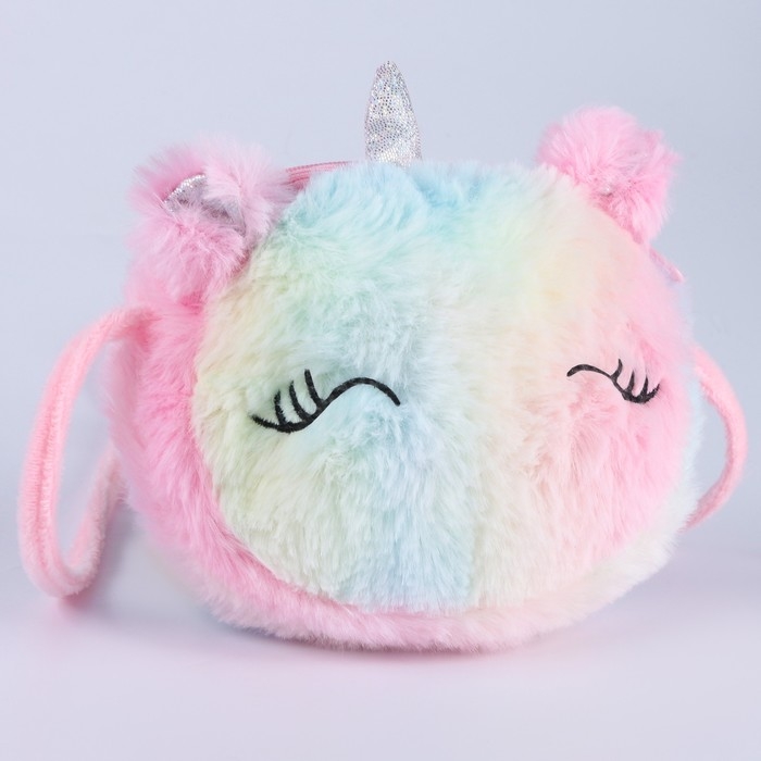 Плюшевая сумочка Плюшевая сумочка "Единорог" на шнурке, цвет розовый