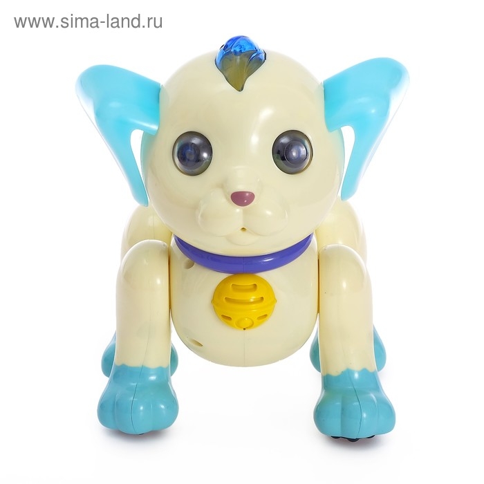 Робот собака «Умный питомец» ZHORYA, на пульте управления, интерактивный: звук, свет, танцующий, музыкальный, на батарейках, на русском языке, бело-голубой Робот собака «Умный питомец» ZHORYA, на пульте управления, интерактивный: звук, свет, танцующий, музыкальный, на батарейках, на русском языке, бело-голубой