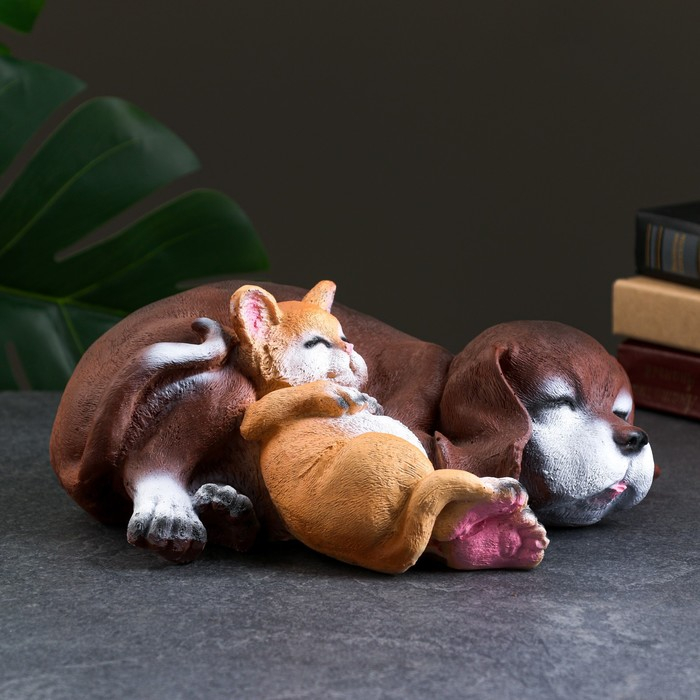 Садовая фигура Садовая фигура "Лучшие друзья" 23х27х11см, рыжий и коричневый