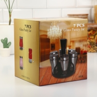 Набор стеклянных ёмкостей для специй на металлической подставке &laquo;Богема&raquo;, 5,5&times;11 см, 6 шт, цвет коричневый