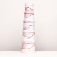 Набор шляпных коробок 5 в 1 "Нежность" розовый, 22 х 19,5 , 14 х 13 см Набор шляпных коробок 5 в 1 "Нежность" розовый, 22 х 19,5 , 14 х 13 см