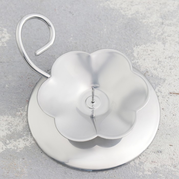 Подсвечник "Цветок Н" металл на одну свечу, 9х3,5 см, хром