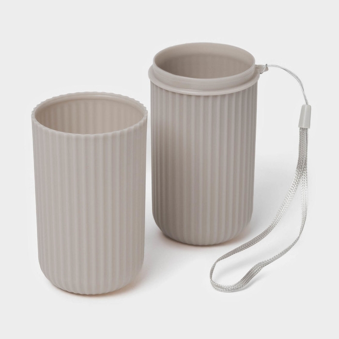 Футляр для зубной щётки и пасты &laquo;Ребрис&raquo;, 19&times;6,7&times;5,8 см, цвет бежевый