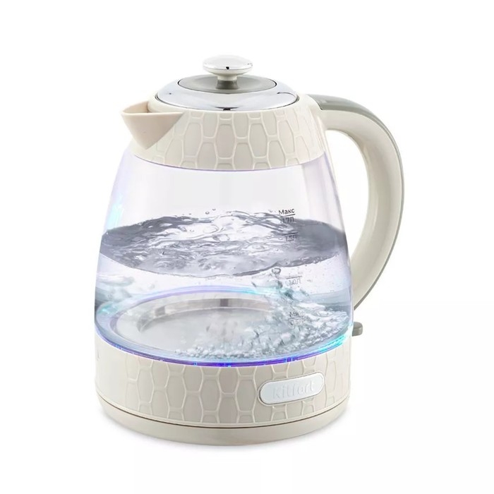 Чайник электрический Kitfort КТ-6622, стекло, 1.7 л, 2200 Вт, бежевый Чайник электрический Kitfort КТ-6622, стекло, 1.7 л, 2200 Вт, бежевый