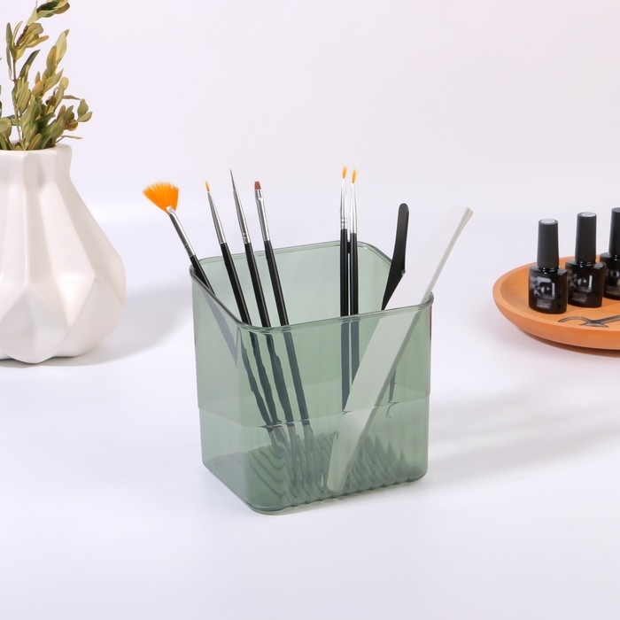 Органайзер - подставка для хранения маникюрных/косметических принадлежностей &laquo;GREEN&raquo;, 11,5 &times; 9 &times; 12 см, цвет полупрозрачный/зелёный