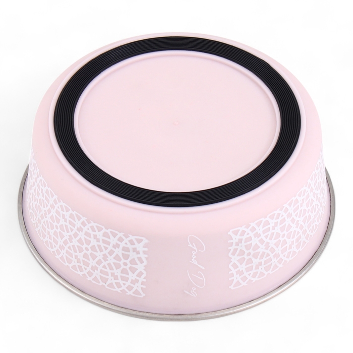 Миска с силиконовым основанием Миска с силиконовым основанием "Кружева", розовая, 500 мл