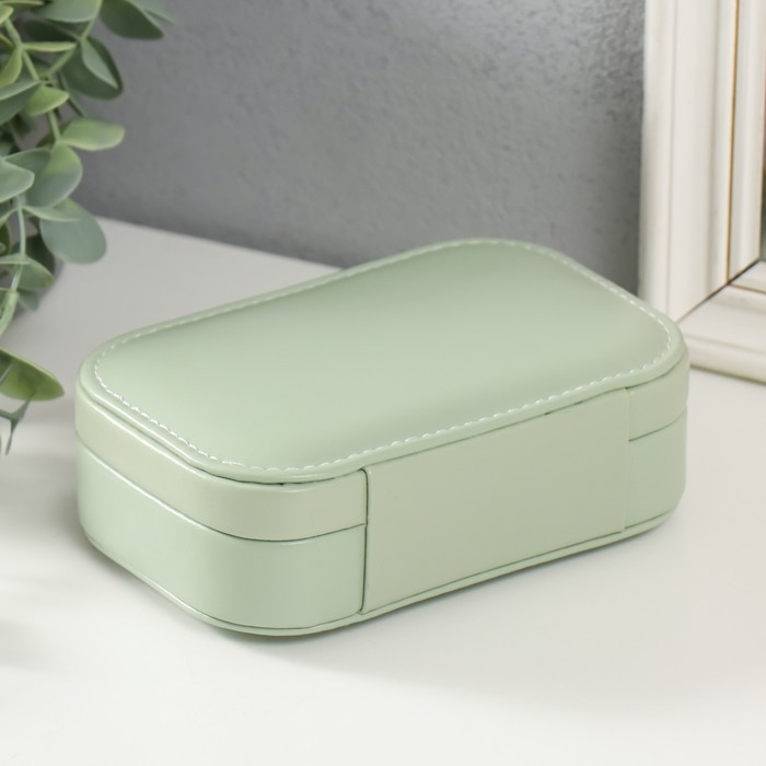 Шкатулка кожзам для украшений Шкатулка кожзам для украшений "Эмори" зелёная 15х10х4,5 см